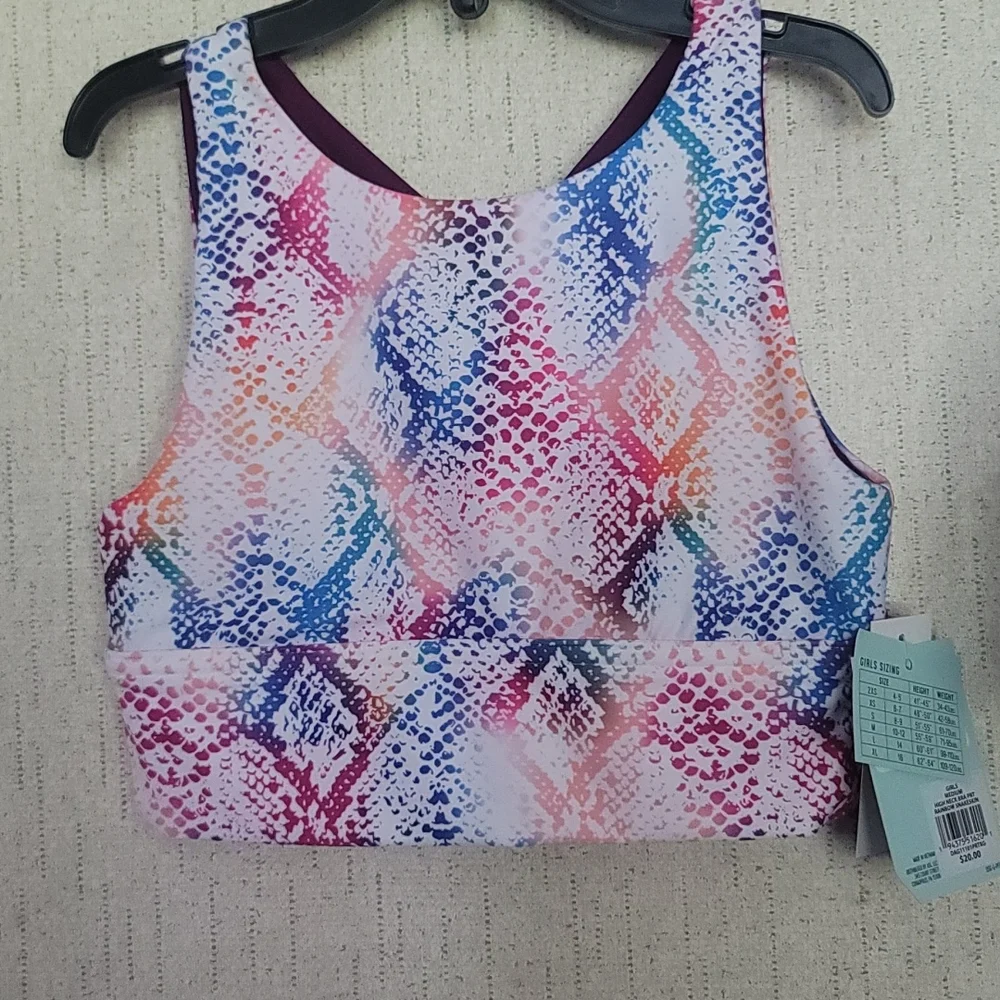 DSG DICKS SPORTING GOODS GIRLS HIGH NECK SPORTS BRA:RAINBOW SNAKESKIN:NWT: M